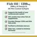 Nature’s Bounty 1290 mg Mini Fish Oil Softgels – Omega-3 & Heart Wellness Support, 90 Count