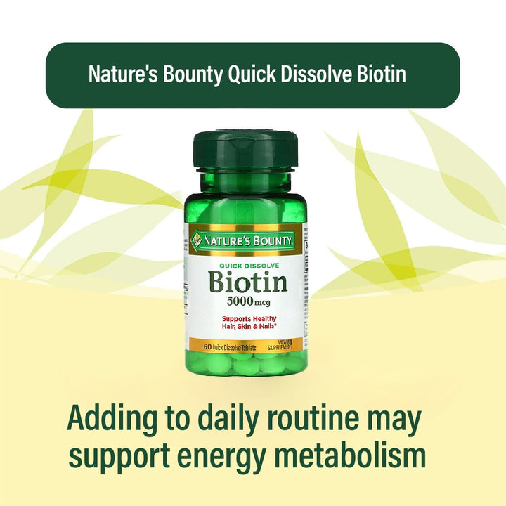Nature's Bounty Quick Dissolve Biotin 5000 mcg Tablets 60's - Easy Pharmacy LLC