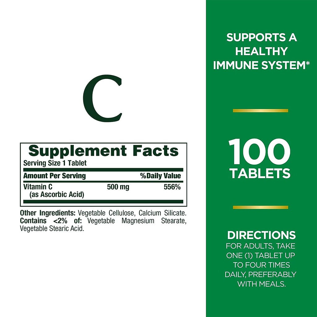 Nature's Bounty Vitamin C 500 mg Tablets 100's - Easy Pharmacy LLC