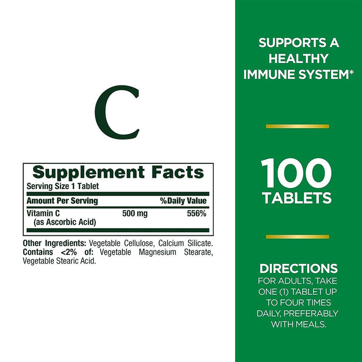 Nature's Bounty Vitamin C 500 mg Tablets 100's - Easy Pharmacy LLC
