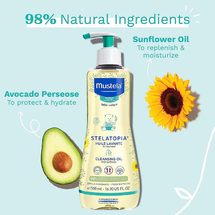 Mustela Baby Stelatopia Cleansing Oil For Atopic Prone Skin, Fragrance-Free 500ml - Easy Pharmacy LLC