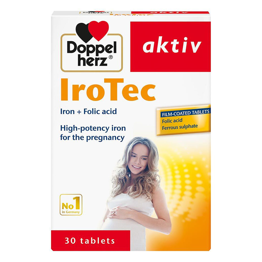 Doppelherz aktiv IroTec Iron + Folic Acid Tablets For Pregnancy Support, Pack of 30's - Easy Pharmacy LLC