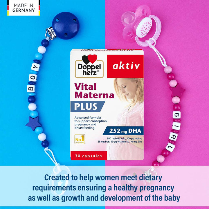 Doppelherz aktiv Vital Materna Plus Capsules For Conception, Pregnancy & Breastfeeding Support, Pack of 30's - Easy Pharmacy LLC