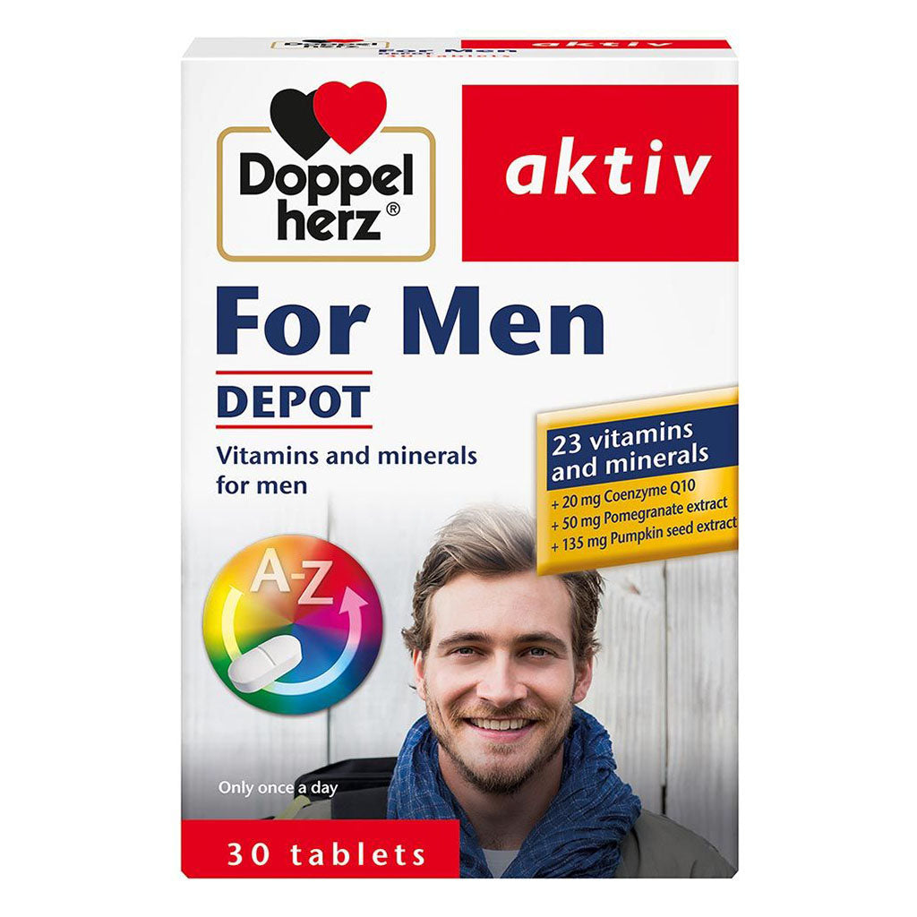 Doppelherz aktiv Men's Multivitamins & Minerals Depot Supplement Tablets, Pack of 30's - Easy Pharmacy LLC