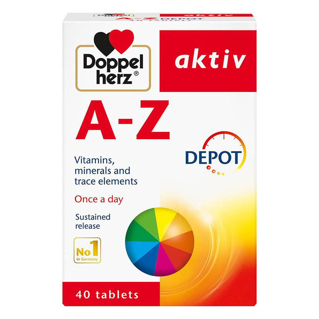 Doppelherz aktiv A-Z Adult Multivitamins & Minerals Depot Supplement Tablets, Pack of 40's - Easy Pharmacy LLC