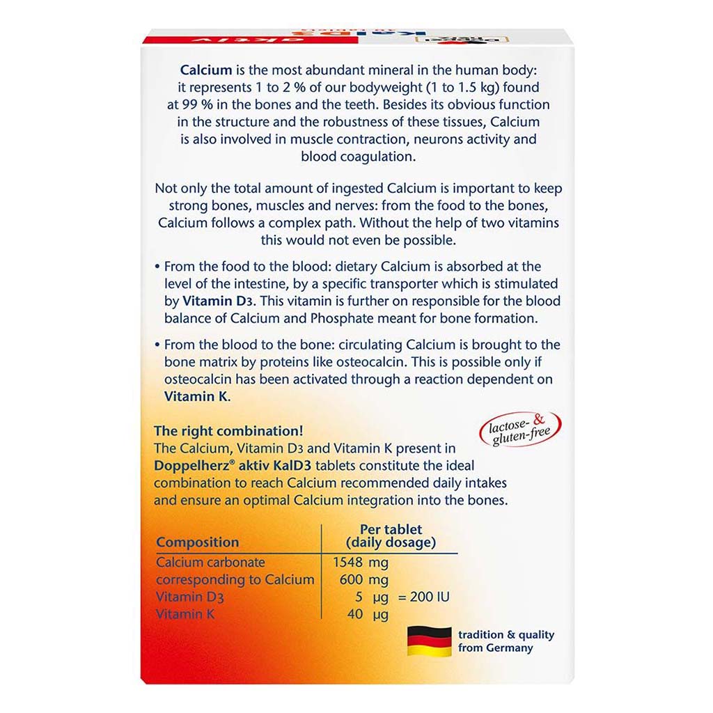 Doppelherz aktiv KalD3 Tablets With Calcium, Vitamin K & Vitamin D For Strong Bones, Muscles & Nerves, Pack of 30's - Easy Pharmacy LLC