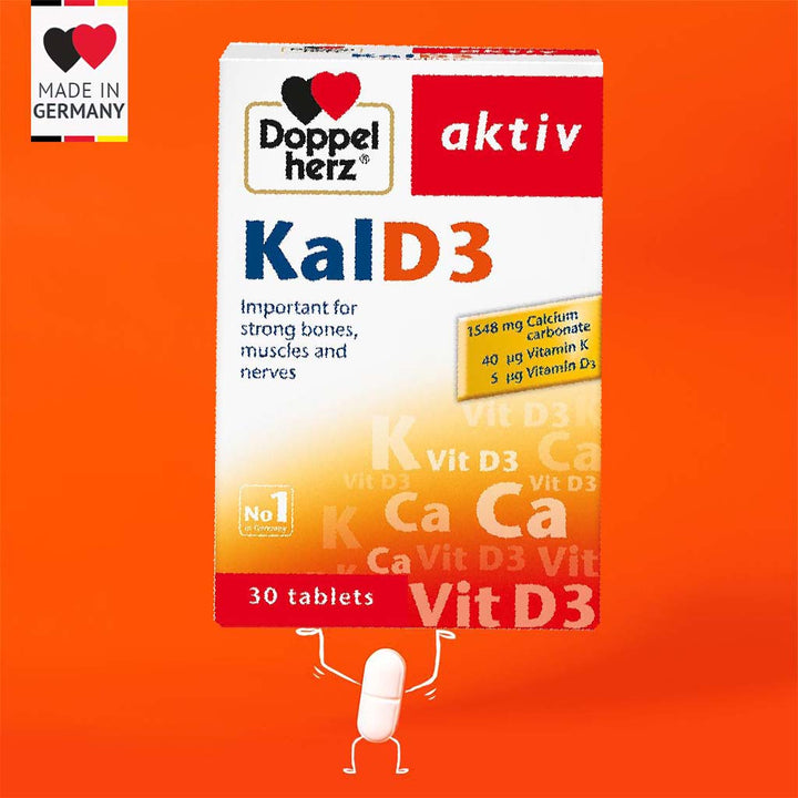 Doppelherz aktiv KalD3 Tablets With Calcium, Vitamin K & Vitamin D For Strong Bones, Muscles & Nerves, Pack of 30's - Easy Pharmacy LLC