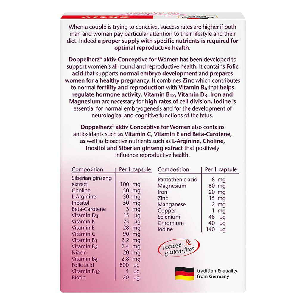 Doppelherz aktiv Conceptive Capsules For Women's Fertility & Reproductive Health, Pack of 30's - Easy Pharmacy LLC