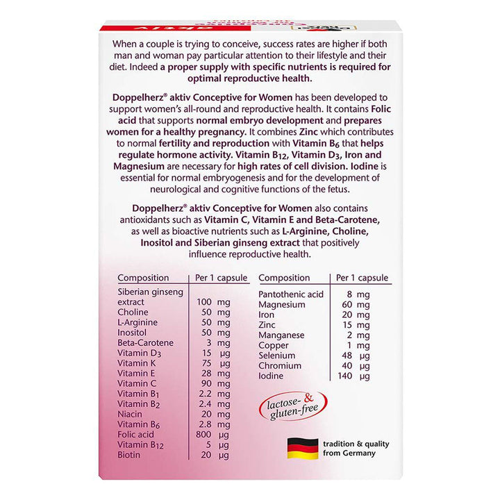 Doppelherz aktiv Conceptive Capsules For Women's Fertility & Reproductive Health, Pack of 30's - Easy Pharmacy LLC