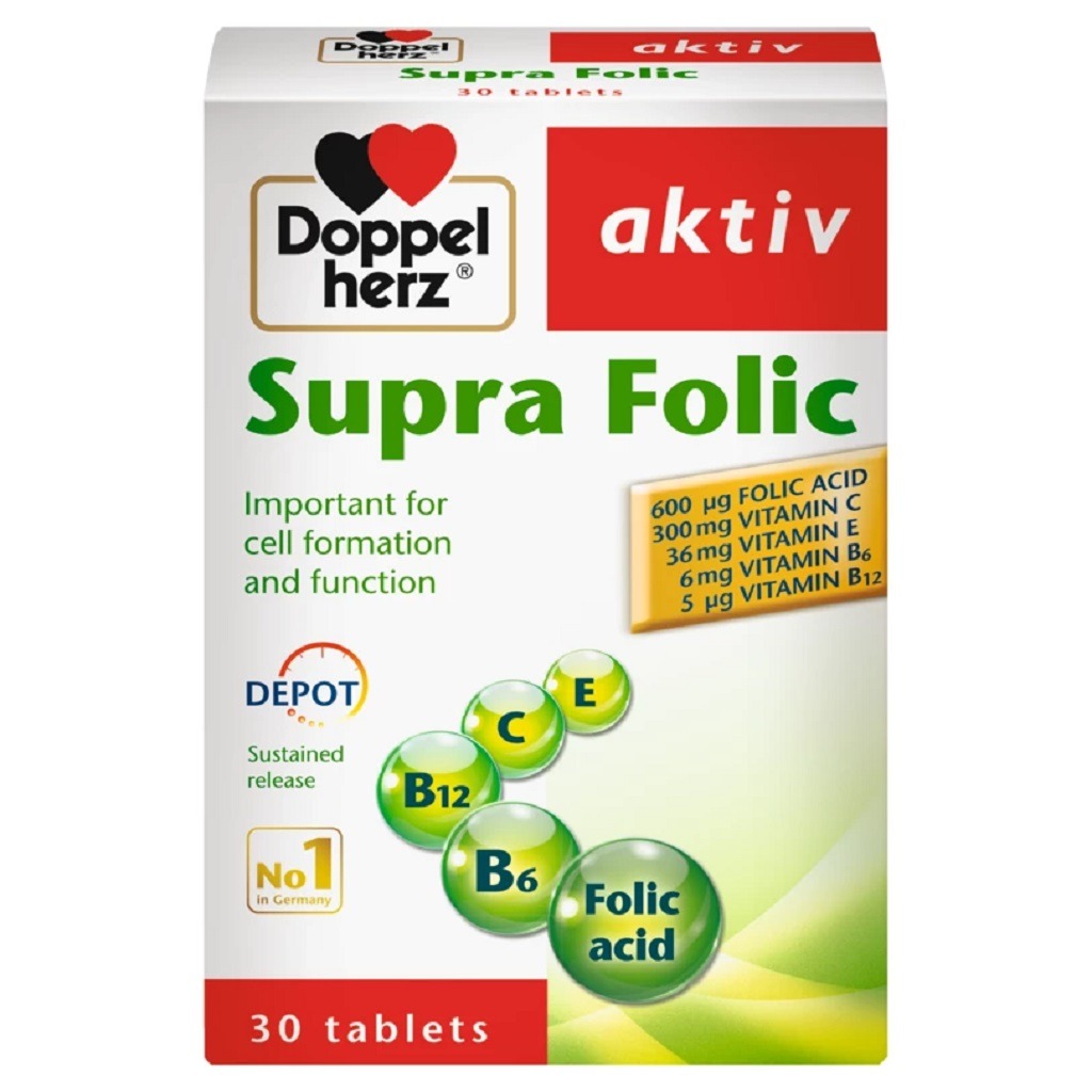 Doppelherz aktiv Supra Folic Multivitamin Supplement Tablets, Pack of 30's - Easy Pharmacy LLC