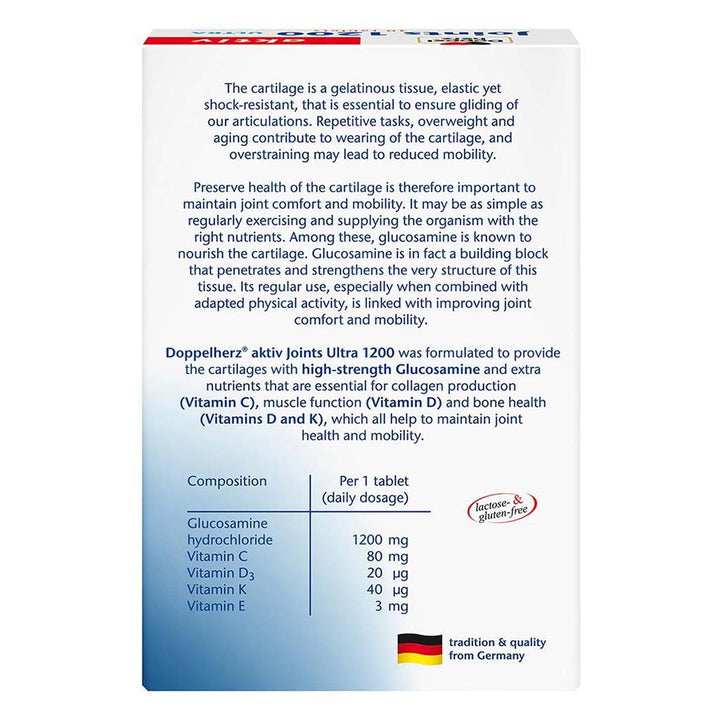Doppelherz aktiv Joints 1200 Ultra Tablets For Cartilage Health & Joint Mobility, Pack of 30's - Easy Pharmacy LLC