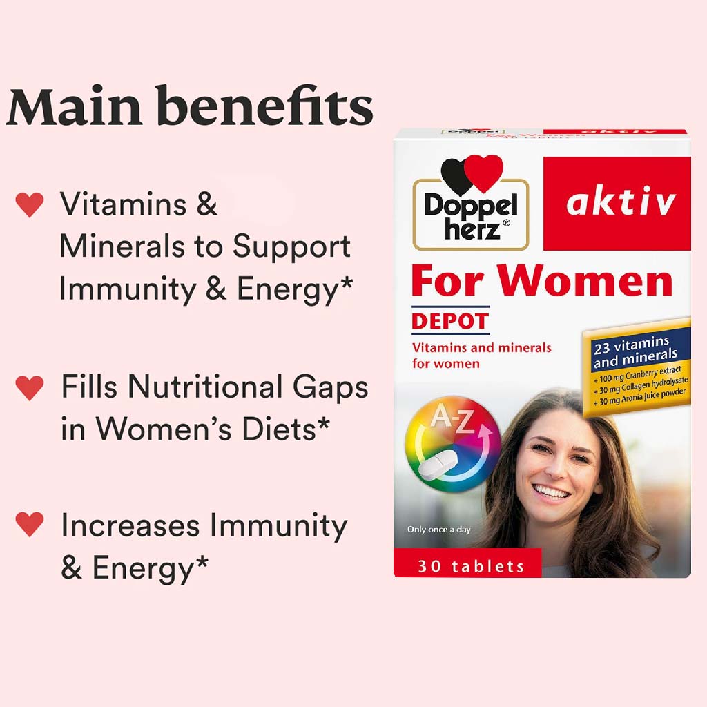 Doppelherz aktiv Women's Multivitamins & Minerals Depot Supplement Tablets, Pack of 30's - Easy Pharmacy LLC