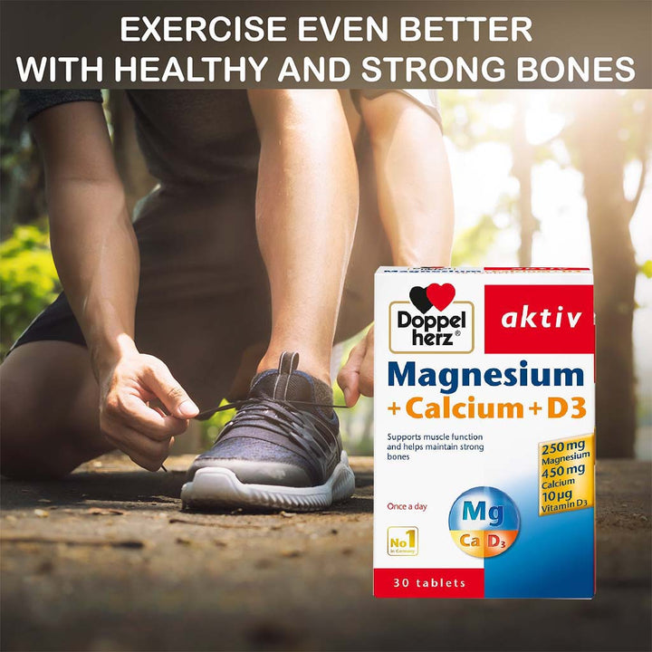 Doppelherz aktiv Magnesium + Calcium + Vitamin D3 Tablets For Muscle & Bone Support, Pack of 30's - Easy Pharmacy LLC