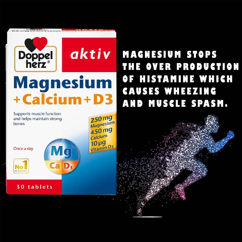 Doppelherz aktiv Magnesium + Calcium + Vitamin D3 Tablets For Muscle & Bone Support, Pack of 30's - Easy Pharmacy LLC