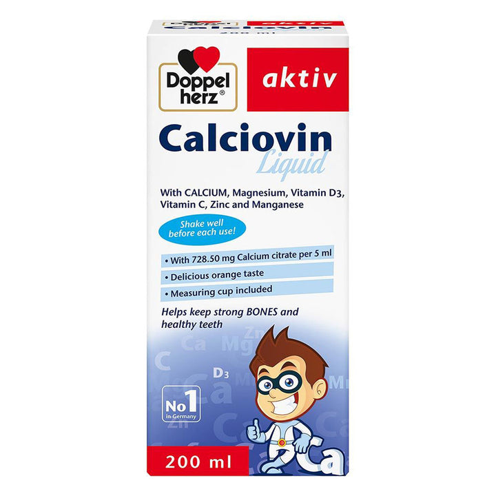 Doppelherz aktiv Calciovin Liquid For Children's Healthy Bones & Teeth 200ml - Easy Pharmacy LLC