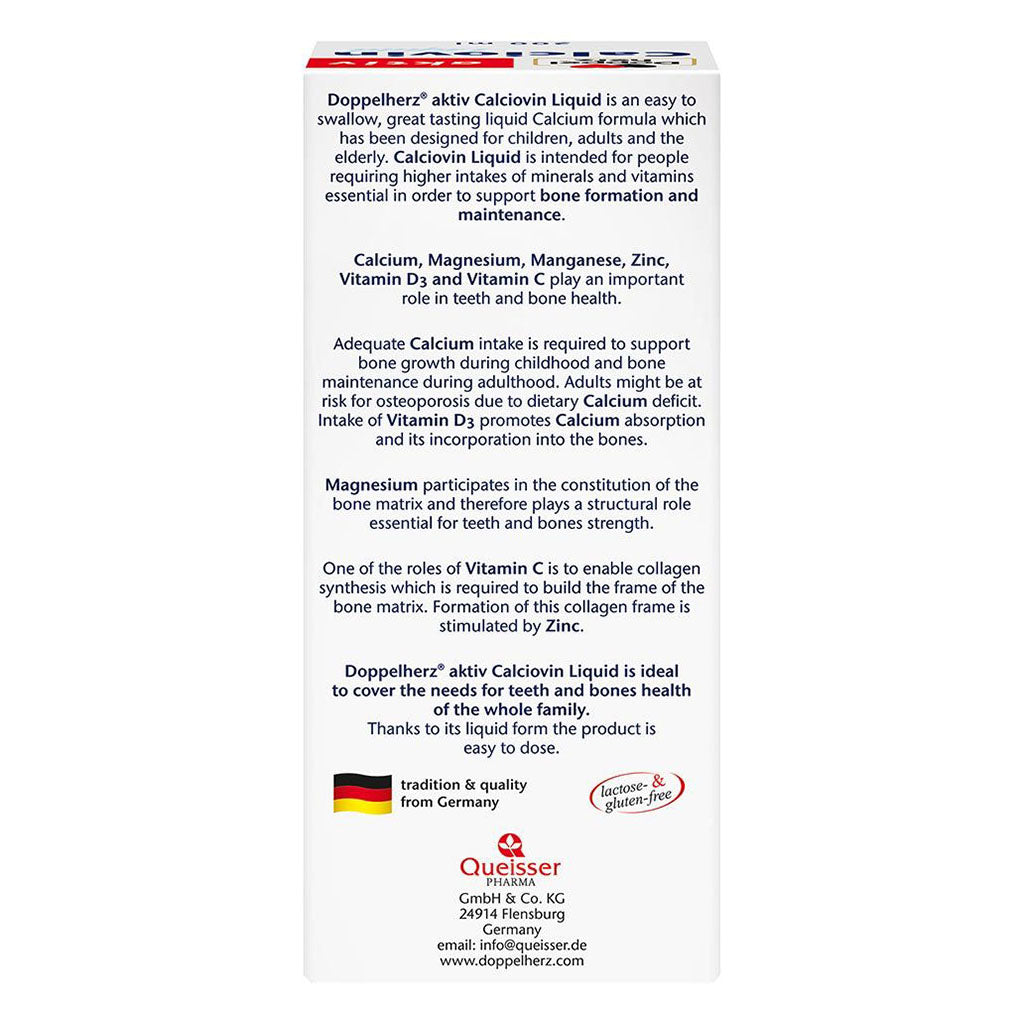 Doppelherz aktiv Calciovin Liquid For Children's Healthy Bones & Teeth 200ml - Easy Pharmacy LLC
