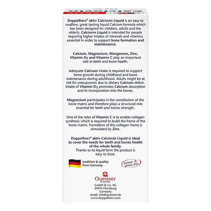 Doppelherz aktiv Calciovin Liquid For Children's Healthy Bones & Teeth 200ml - Easy Pharmacy LLC