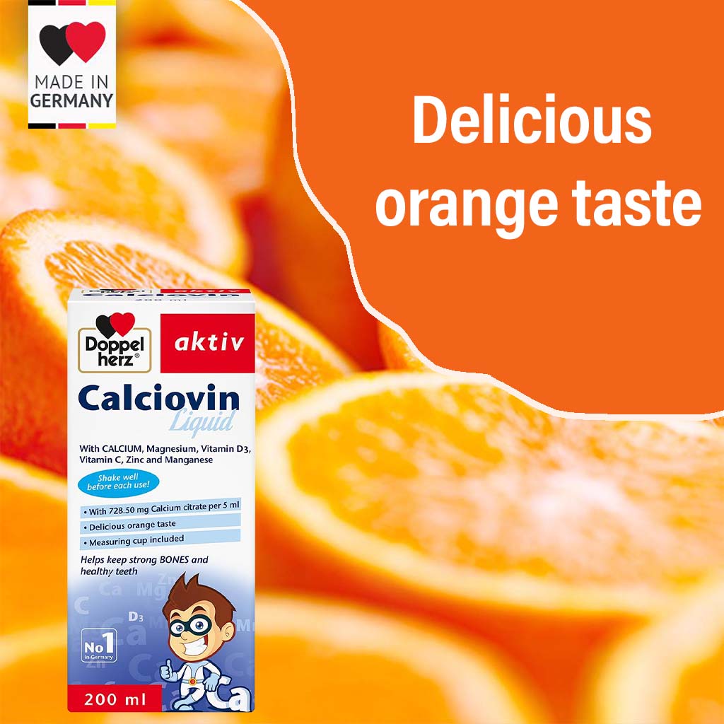 Doppelherz aktiv Calciovin Liquid For Children's Healthy Bones & Teeth 200ml - Easy Pharmacy LLC