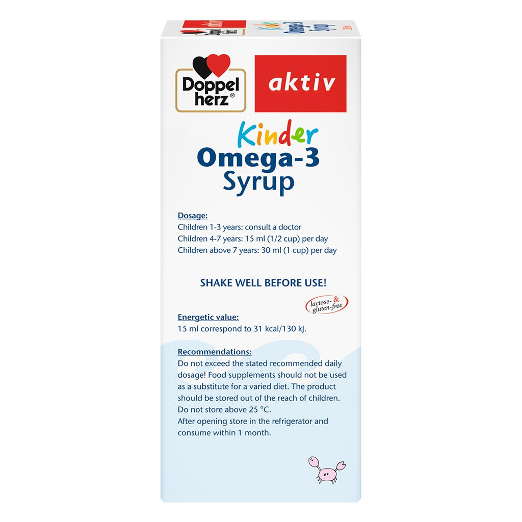 Doppelherz aktiv Kinder Omega-3 Syrup For Children's Cognitive Development 250ml - Easy Pharmacy LLC