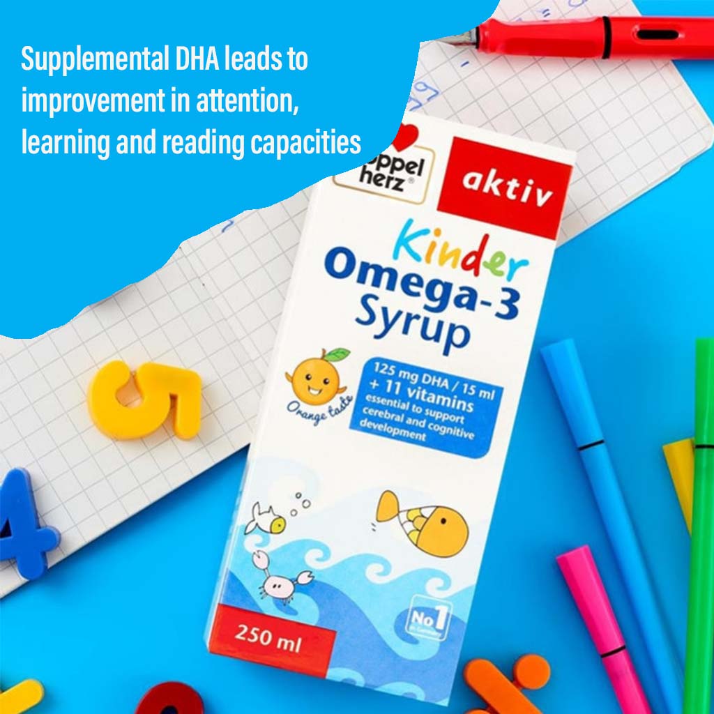 Doppelherz aktiv Kinder Omega-3 Syrup For Children's Cognitive Development 250ml - Easy Pharmacy LLC
