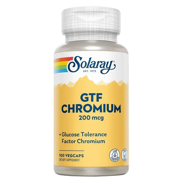 Solaray Gtf Chromium 200 Mcg Vegetarian Mineral Supplement 100 Capsules