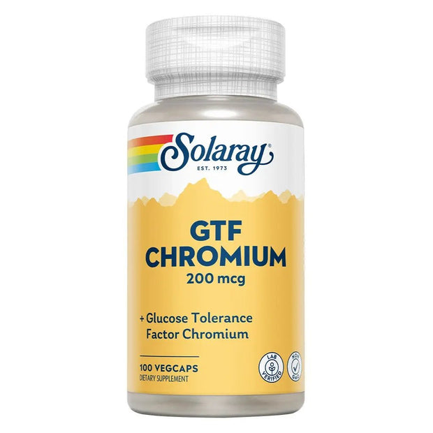Solaray Gtf Chromium 200 Mcg Vegetarian Mineral Supplement 100 Capsules