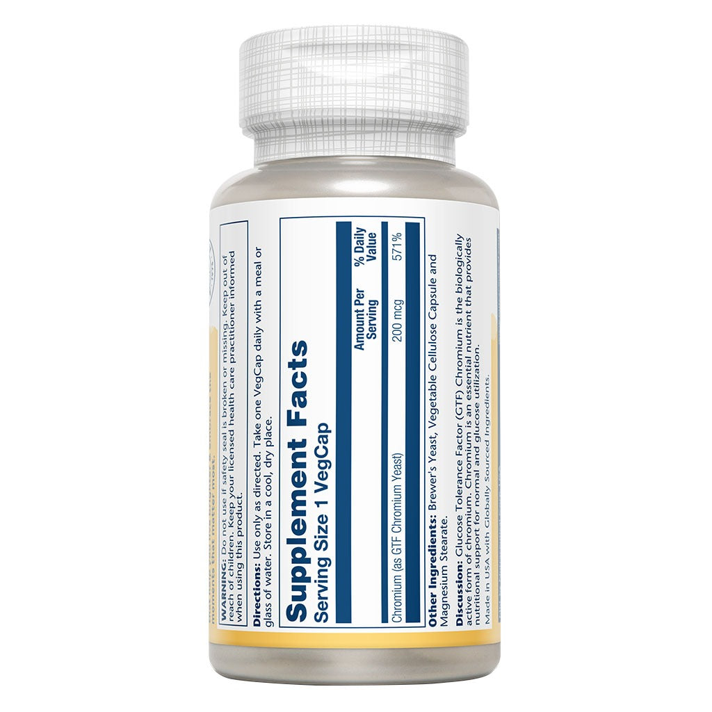 Solaray GTF Chromium 200 mcg Veg Capsules 100's - Easy Pharmacy LLC