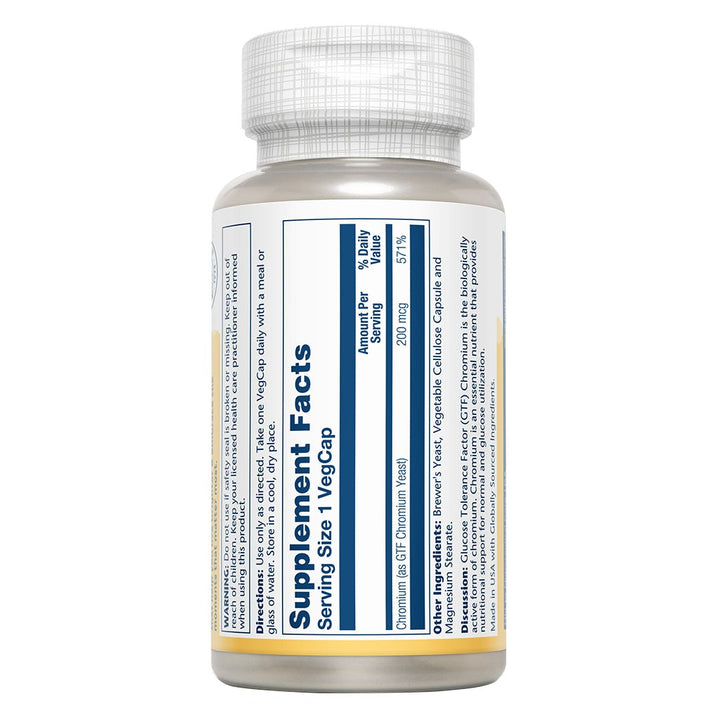 Solaray GTF Chromium 200 mcg Veg Capsules 100's - Easy Pharmacy LLC