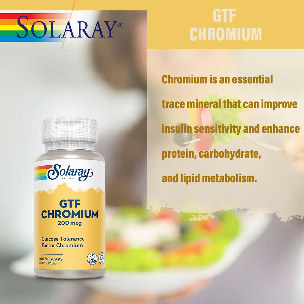 Solaray GTF Chromium 200 mcg Veg Capsules 100's - Easy Pharmacy LLC