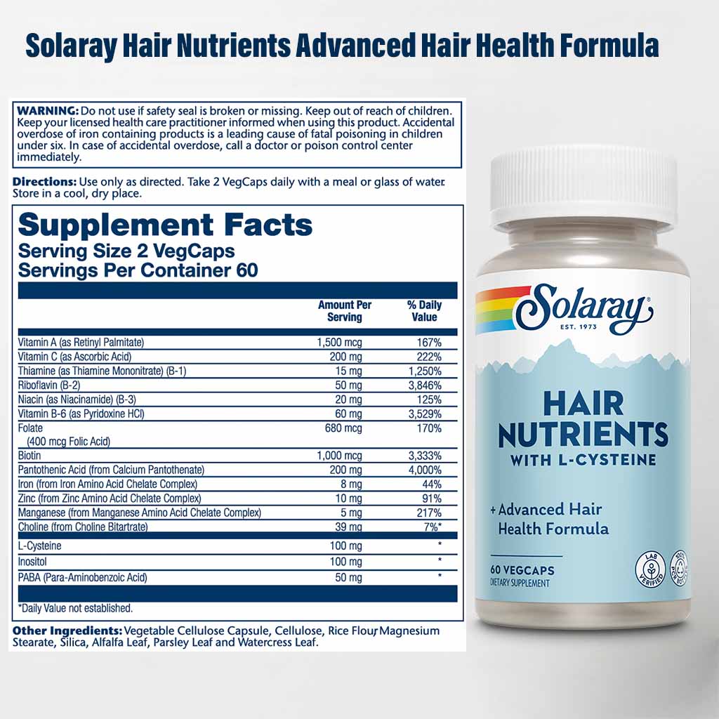 Solaray Hair Nutrients Advanced Hair Health Formula VegCaps 60's - Easy Pharmacy LLC