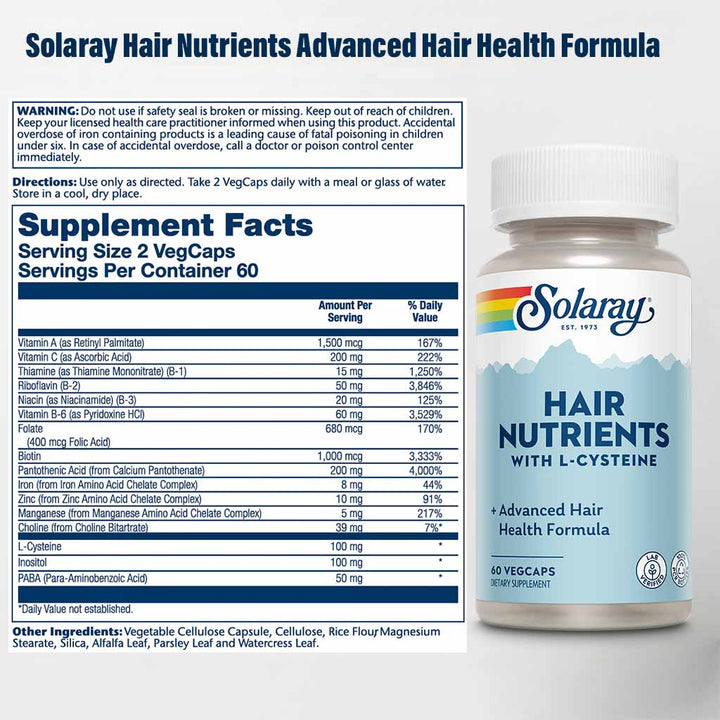Solaray Hair Nutrients Advanced Hair Health Formula VegCaps 60's - Easy Pharmacy LLC