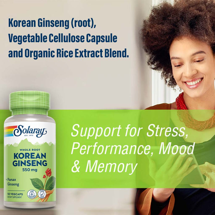 Solaray Korean Ginseng 550 mg VegCaps 50's - Easy Pharmacy LLC