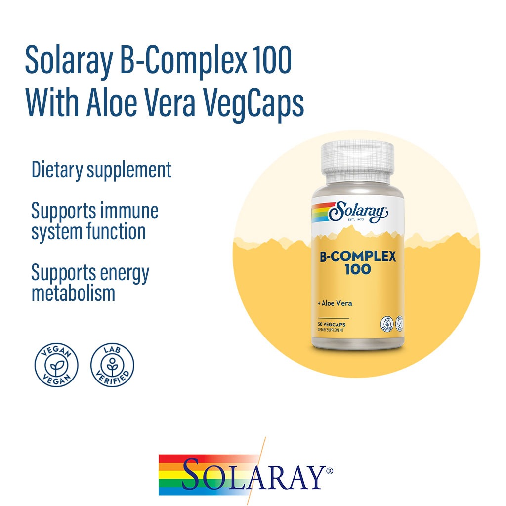 Solaray B Complex 100 Supplement Capsules With Aloe Vera, Pack of 50's - Easy Pharmacy LLC