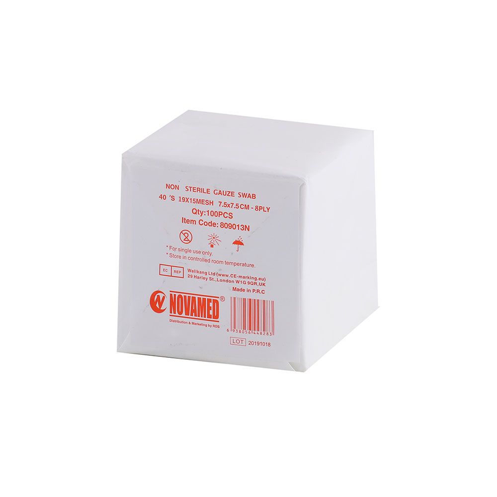 Novamed Non Sterile Gauze Swab 7.5 cm x 7.5 cm 100's - Easy Pharmacy LLC