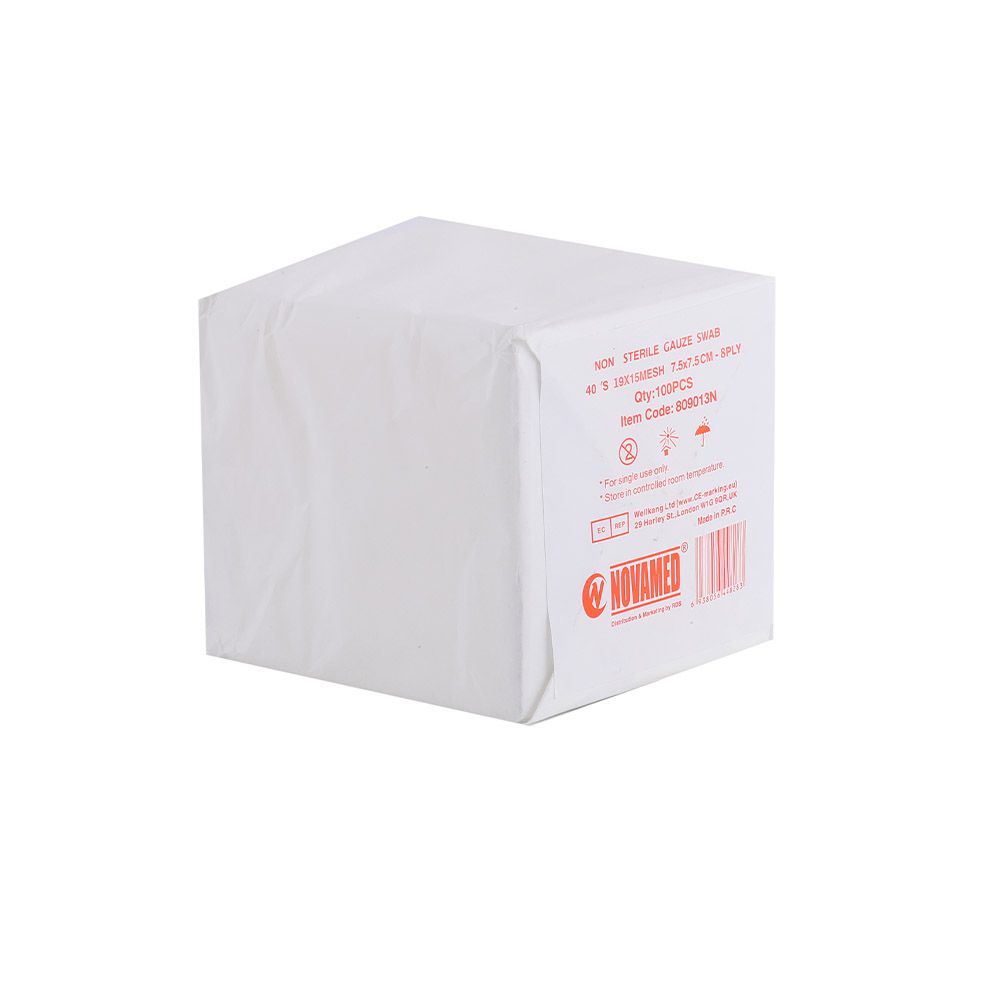 Novamed Non Sterile Gauze Swab 7.5 cm x 7.5 cm 100's - Easy Pharmacy LLC