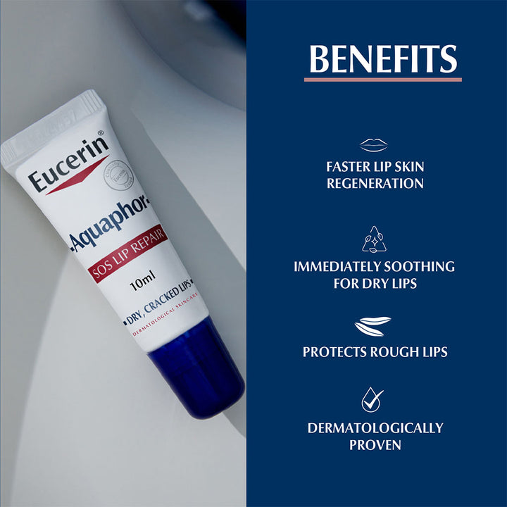 Eucerin Aquaphor SOS Lip Repair Balm For Dry & Cracked Lips 10ml - Easy Pharmacy LLC