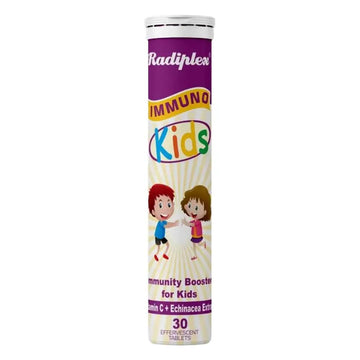 Radiplex Immuno Kids Effervescent Tablets, Strawberry, 30 Tablets