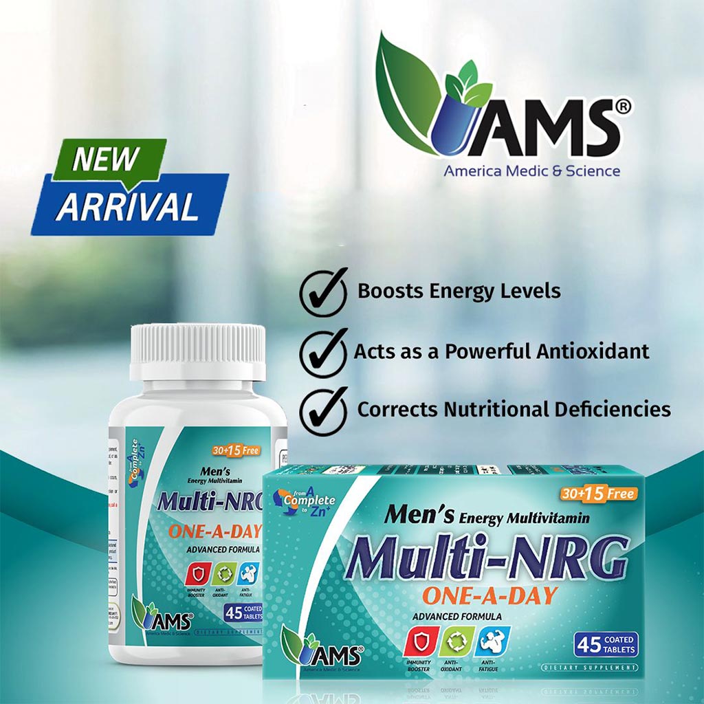 AMS Multi-NRG Men's Energy Multivitamin Supplement Tablets, Pack of 45's - Easy Pharmacy LLC