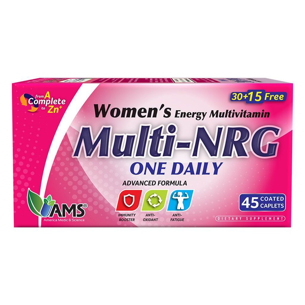 AMS Multi-NRG Women's Energy Multivitamin Supplement Tablets, Pack of 45's - Easy Pharmacy LLC