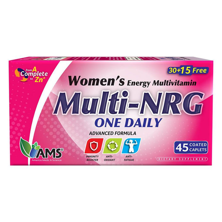 AMS Multi-NRG Women's Energy Multivitamin Supplement Tablets, Pack of 45's - Easy Pharmacy LLC