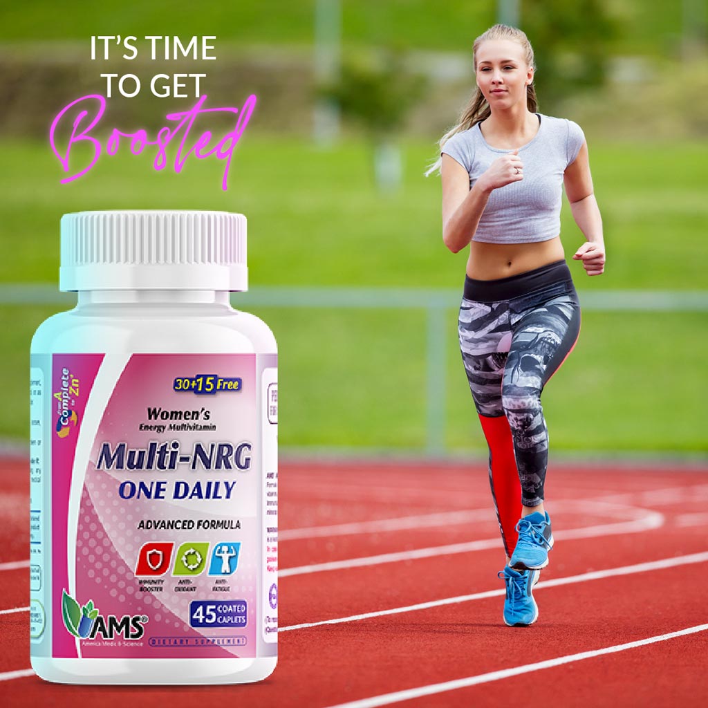 AMS Multi-NRG Women's Energy Multivitamin Supplement Tablets, Pack of 45's - Easy Pharmacy LLC