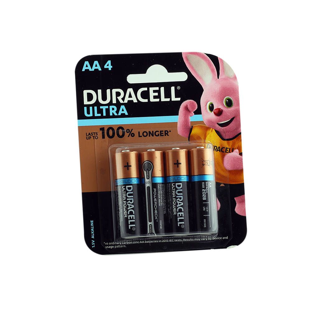 Duracell Ultra AA4 1.5V Alkaline battery MX1500/LR6 4's - Easy Pharmacy LLC