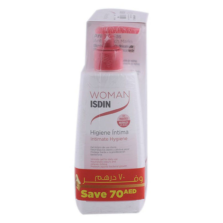 Isdin Woman Anti-Stretch Marks 250 mL + Isdin Woman Intimate Hygiene 200 mL Promo Pack - Easy Pharmacy LLC