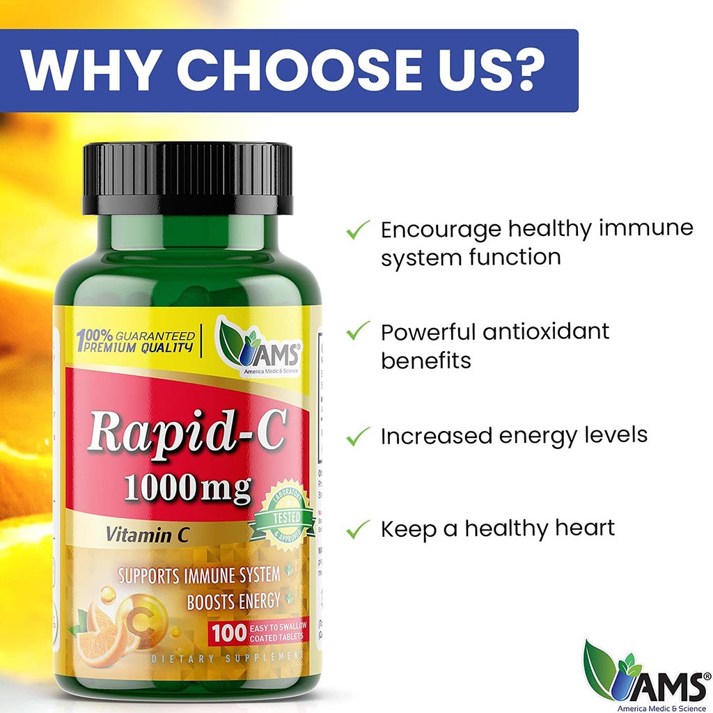 AMS Rapid-C 1000 mg Vitamin C Tablets 100's - Easy Pharmacy LLC