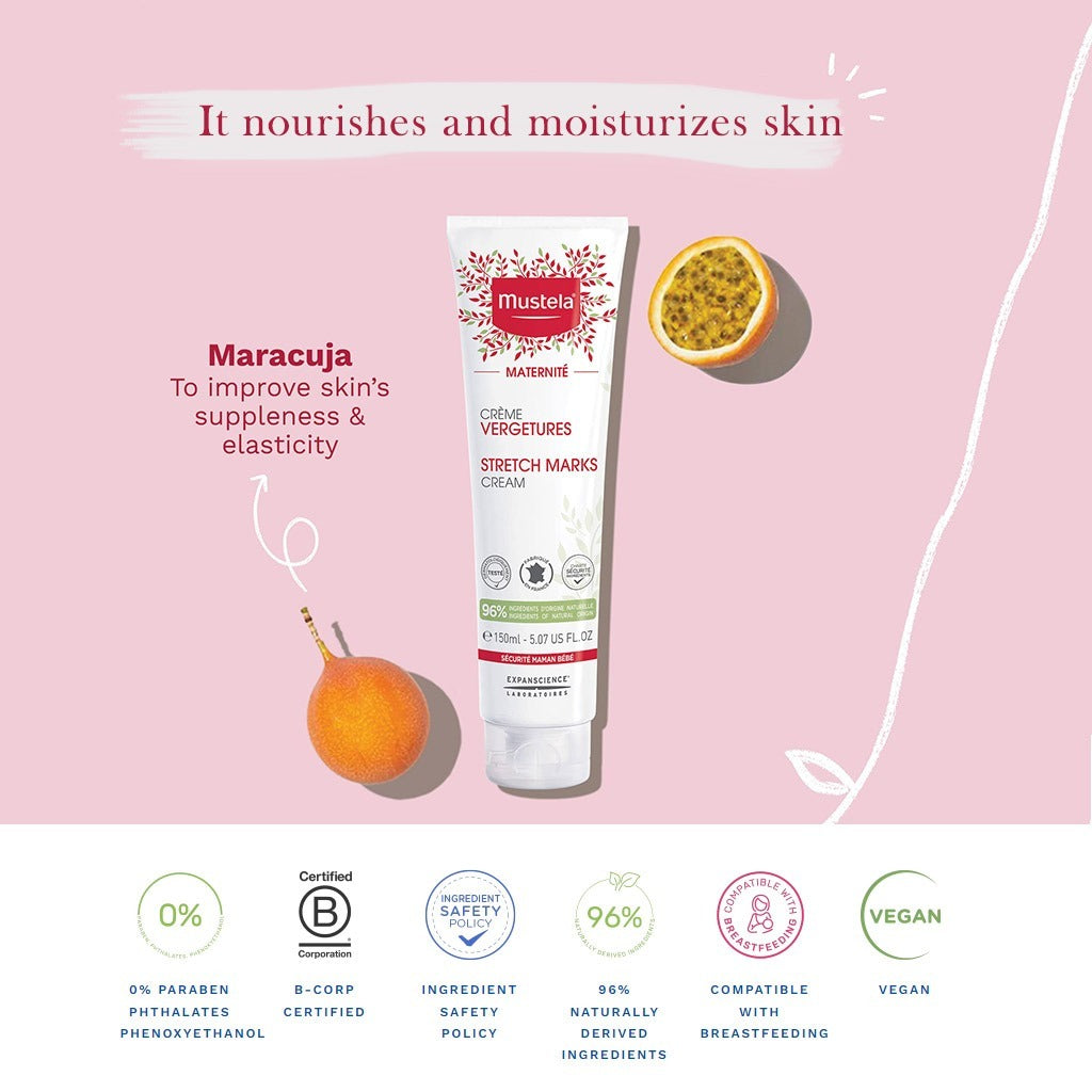 Mustela 3 In 1 Maternity Stretch Marks Cream For Pregnancy, Fragrance Free 150ml - Easy Pharmacy LLC