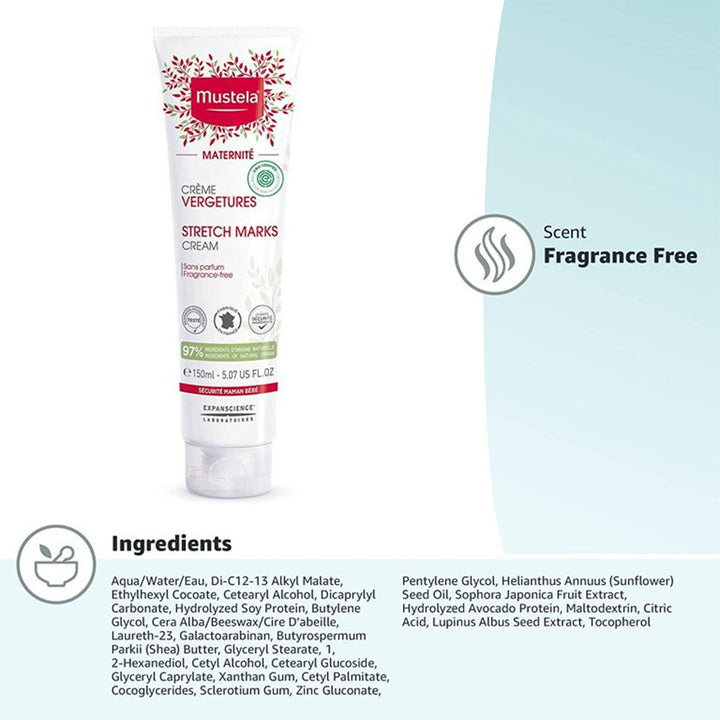 Mustela 3 In 1 Maternity Stretch Marks Cream For Pregnancy, Fragrance Free 150ml - Easy Pharmacy LLC