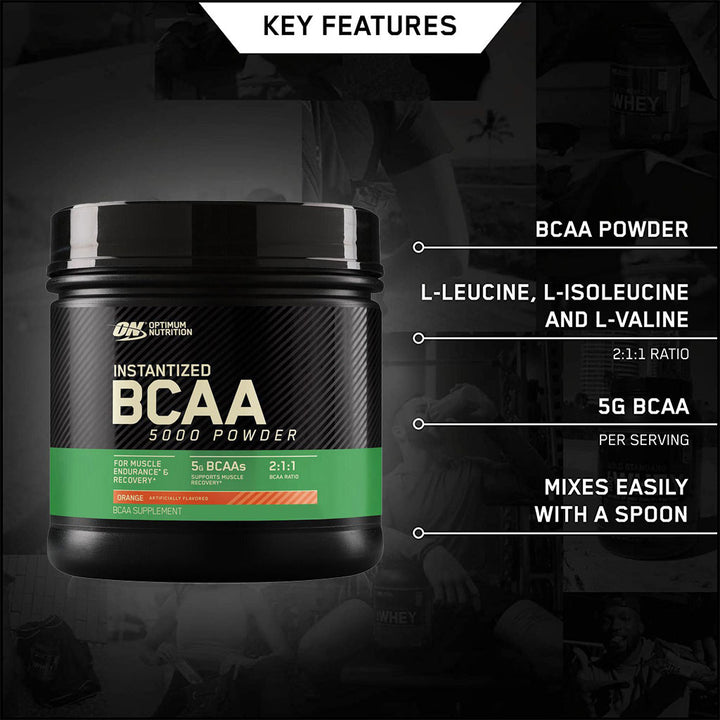 Optimum Nutrition Instantized BCAA 5000 Powder Orange 60 Servings - Easy Pharmacy LLC