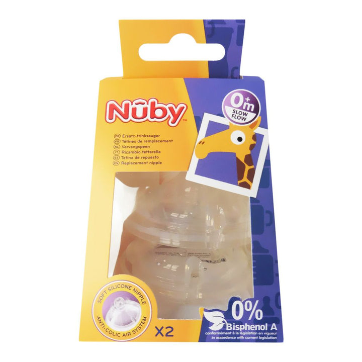 Nuby Anti-colic SoftFlex silicone nipple slow flow 0+ month 2's - Easy Pharmacy LLC