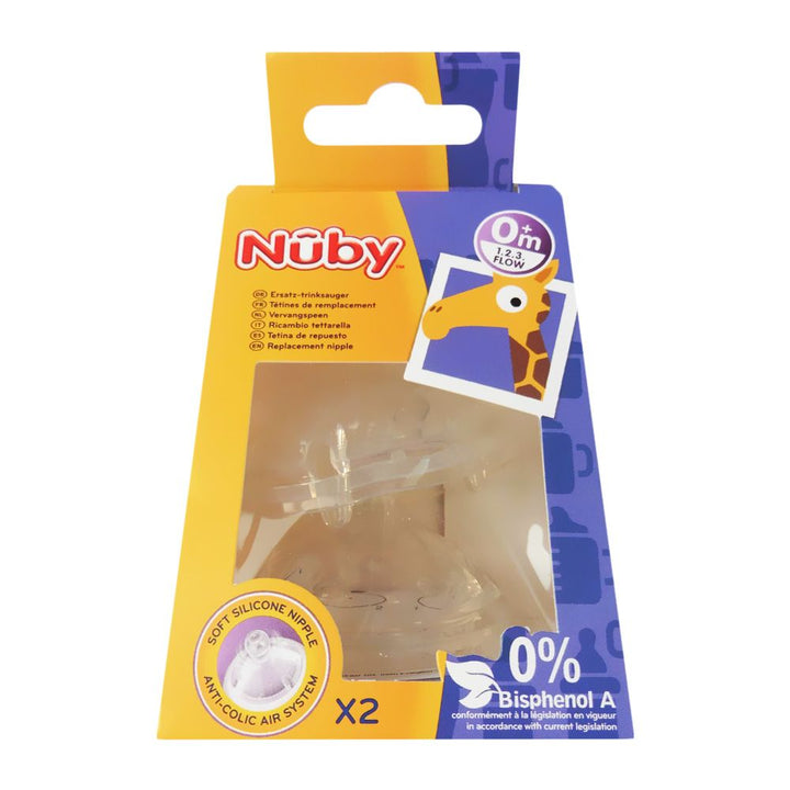 Nuby Anti-colic SoftFlex silicone nipple 1.2.3 flow 0+ month 2's - Easy Pharmacy LLC