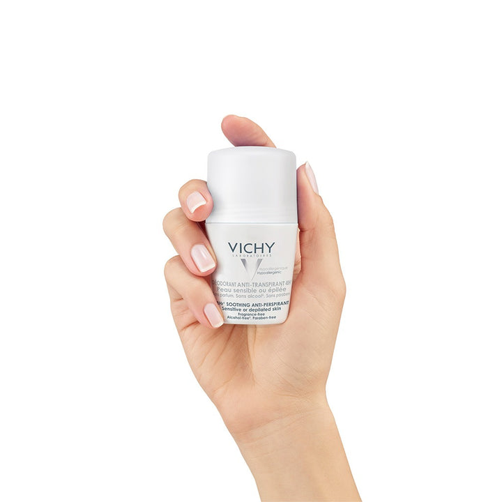 Vichy 48 Hours Soothing Anti Perspirant Deodorant Roll-On For Sensitive Skin 50ml, Buy 1 Get 50% Off On 2nd Piece, Promo Pack - Easy Pharmacy LLC